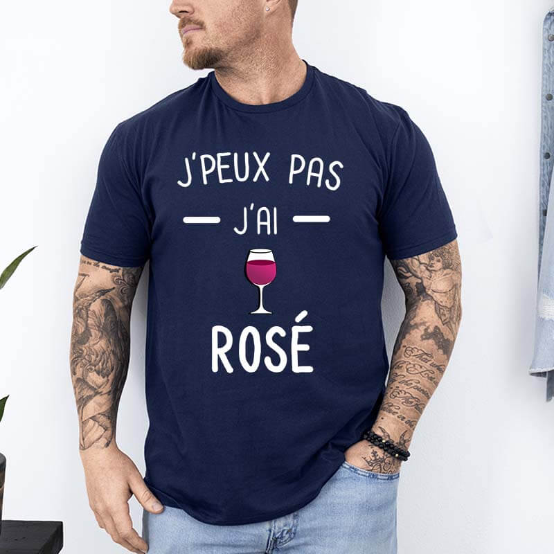 t shirt Je peux pas jai rose bleu marine