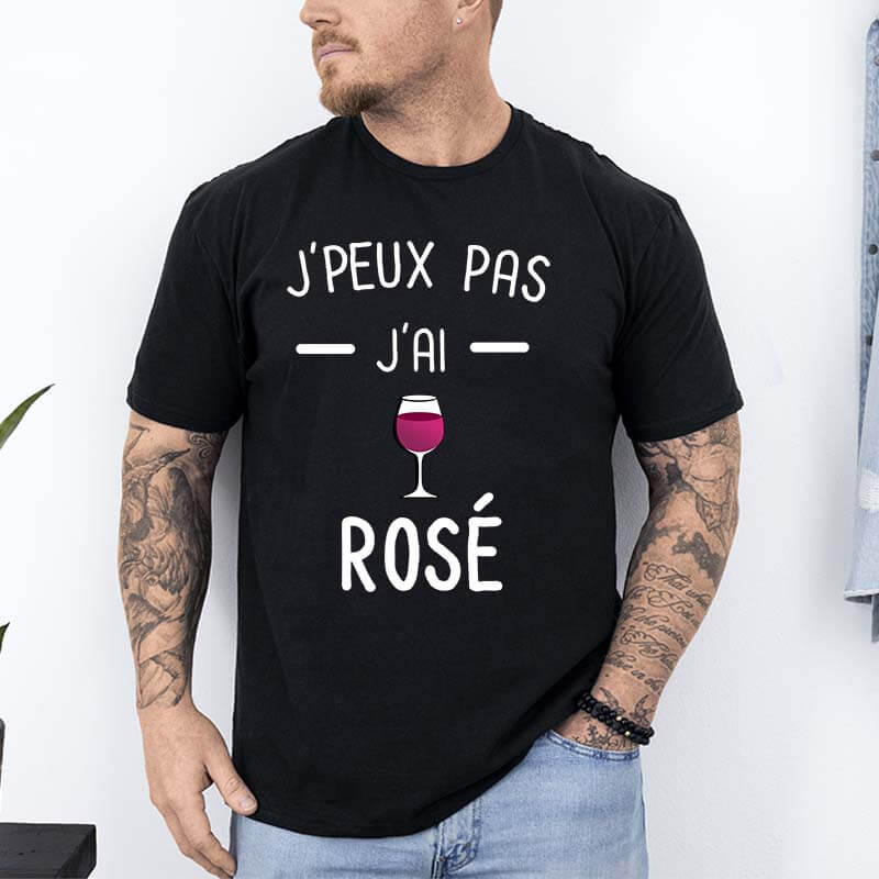 t shirt Je peux pas jai rose noir
