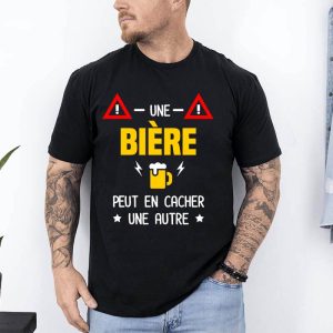 t shirt une biere peut en cacher une autre noir