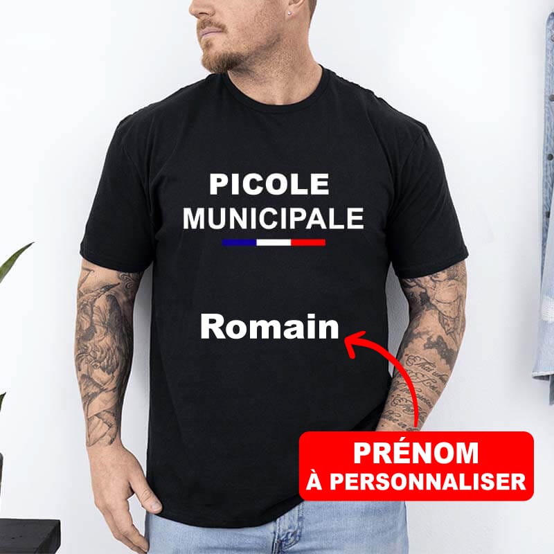 t-shirt-picole-municipale-homme-avant-personnalisé-prénom-noir