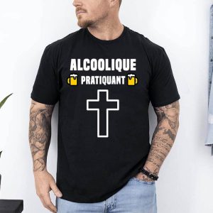 t shirt alcoolique pratiquant noir