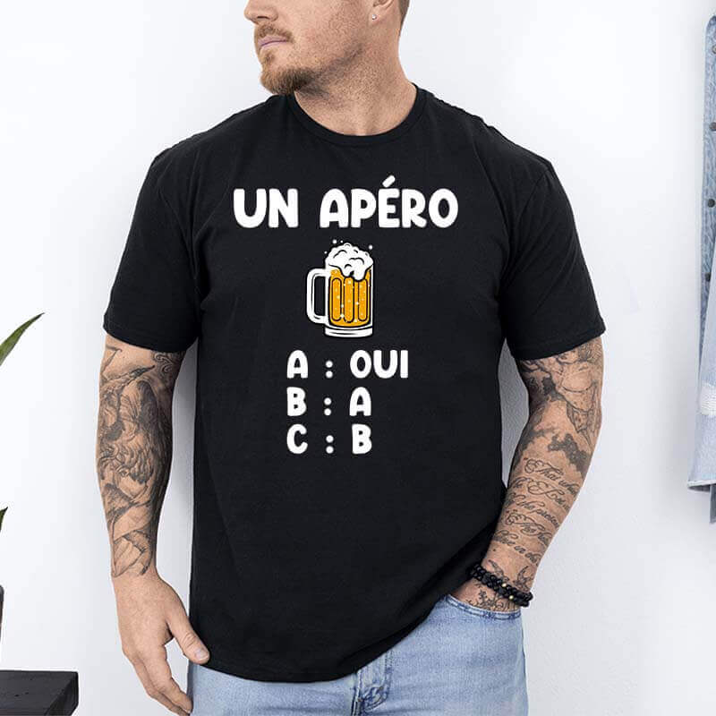 t shirt apero a b c noir