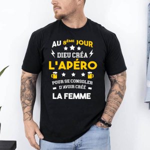 t shirt au huitieme jour dieu crea l apero noir