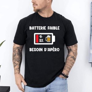 t shirt batterie faible besoin dapero noir