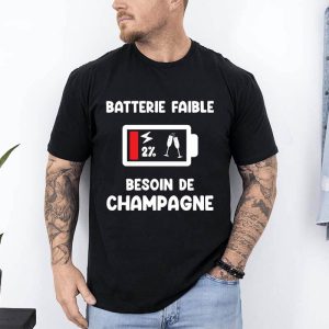 t shirt batterie faible besoin de champagne noir