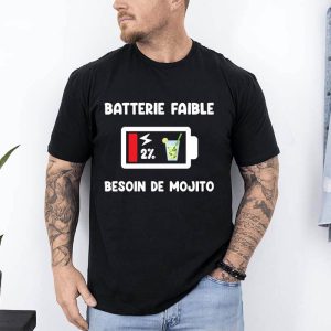 t shirt batterie faible besoin de mojito noir