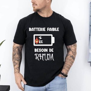 t shirt batterie faible besoin de rhum noir