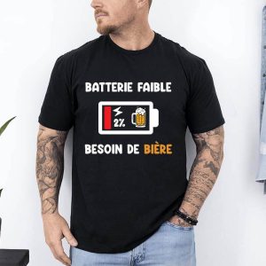t shirt batterie faible biere noir