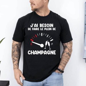 t shirt besoin de faire le plein de champagne noir
