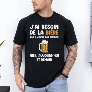t shirt biere 3 jours par semaine noir