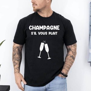 t shirt champagne sil vous plait noir