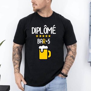 t shirt diplome bar5 noir