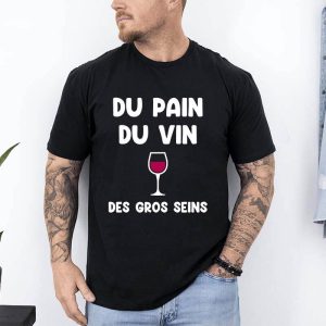 t shirt du pain du vin des gros seins noir