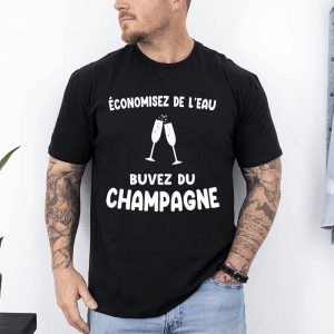 t shirt economisez de leau buvez du champagne noir