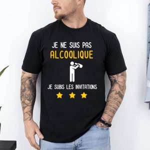 t shirt je ne suis pas alccolique noir