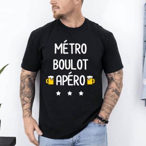 t shirt metro boulot apero noir