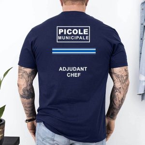 t shirt picole municipale adjudant chef arriere bleu marine