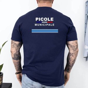 t shirt picole municipale drapeau arriere bleu marine