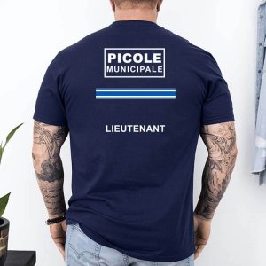 t shirt picole municipale lieutenant arriere bleu marine