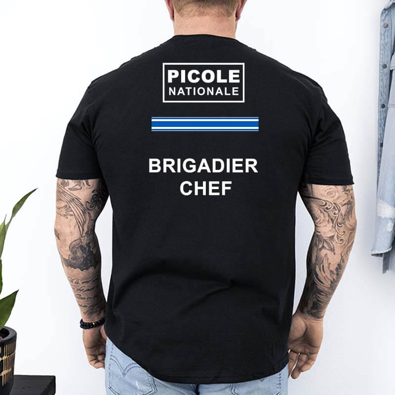t shirt picole nationale arriere brigadier chef noir t shirt picole nationale arriere brigadier chef noir