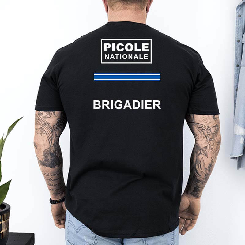 t shirt picole nationale arriere brigadier noir