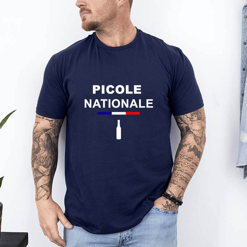 t shirt picole nationale biere avant bleu marine