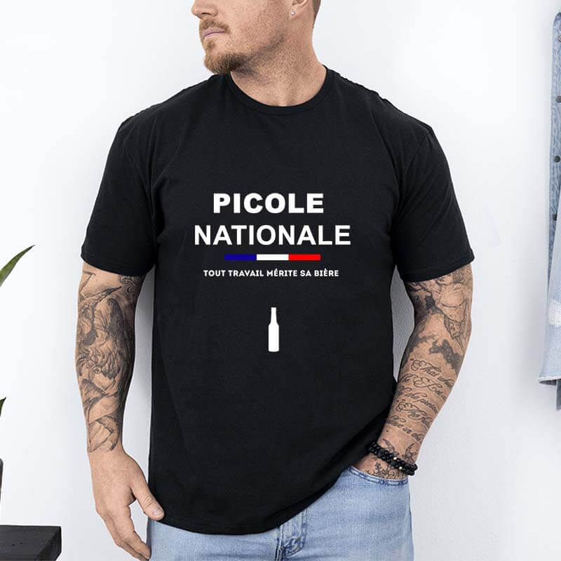 t shirt tout travail merite sa biere biere avant noir