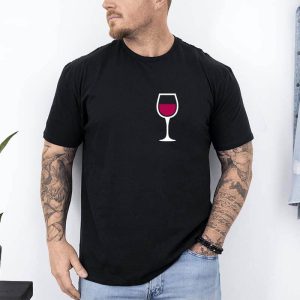 t shirt verre de vin noir