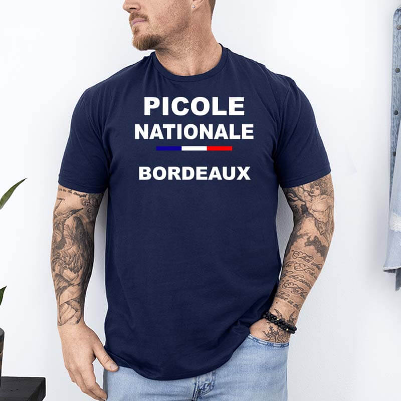 t shirt picole nationale bordeaux bleu marine