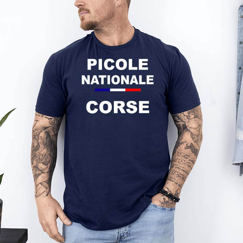 t shirt picole nationale corse bleu marine