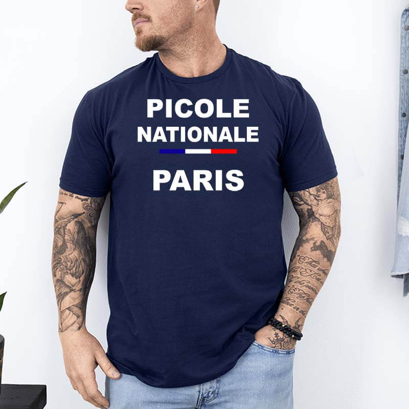 t shirt picole nationale paris bleu marine