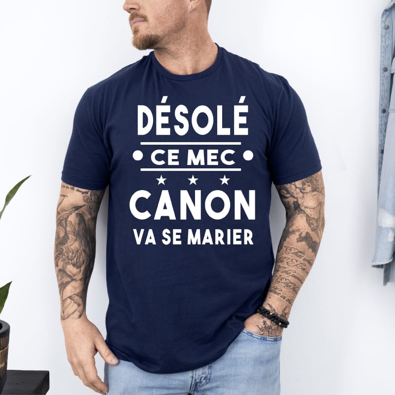 T shirt ce mec canon va se marier bleu marine