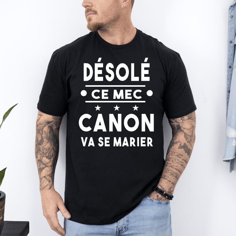 T shirt ce mec canon va se marier noir