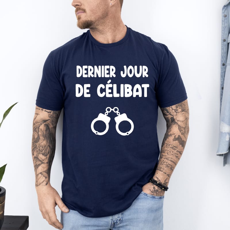 T shirt dernier jour de celibat evg futur marie bleu marine