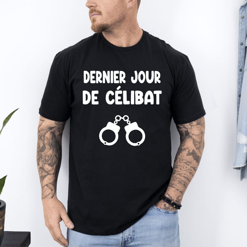 T shirt dernier jour de celibat evg futur marie noir