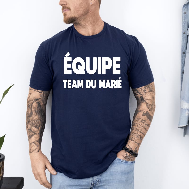 T shirt equipe team marie bleu marine