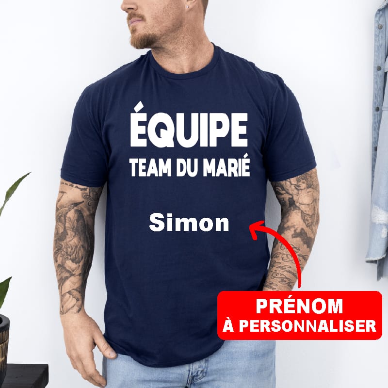 T-shirt équipe team marié personnalisé prénom