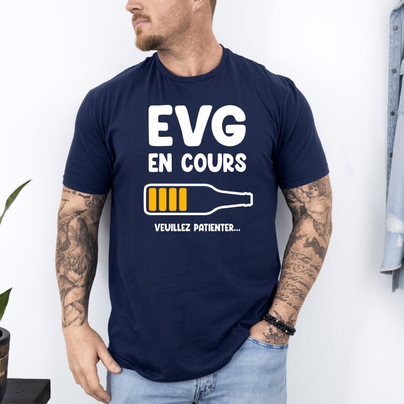 T shirt evg en cours biere bleu marine