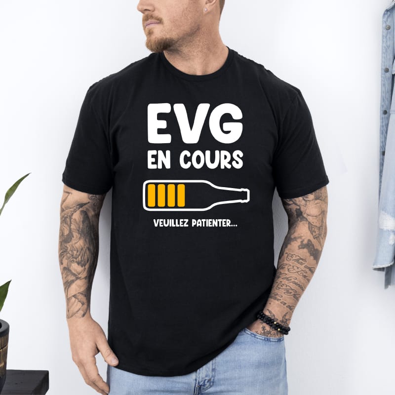 T shirt evg en cours biere noir