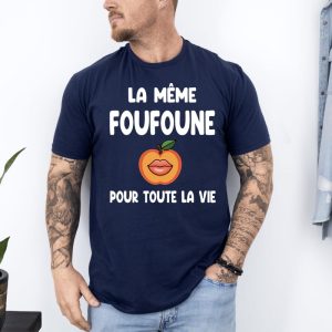 T shirt evg meme foufoune pour toute la vie bleu marine