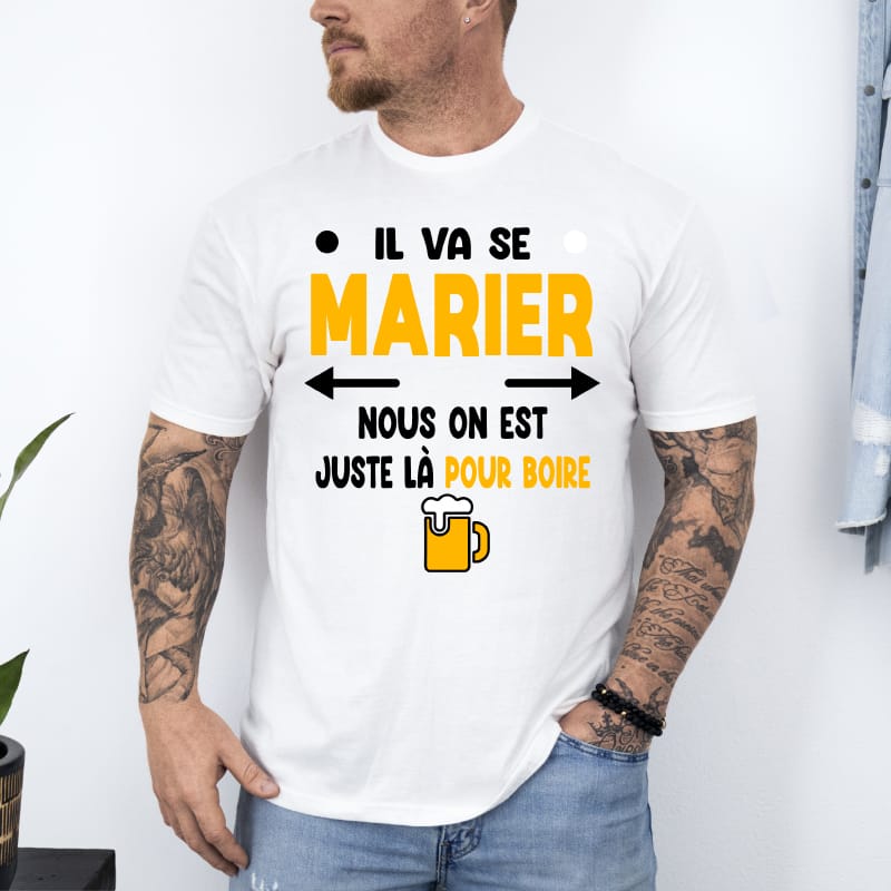 T shirt evg on est juste la pour boire blanc