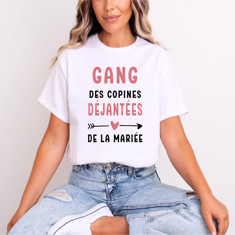 T shirt evjf copines dejantees mariee blanc