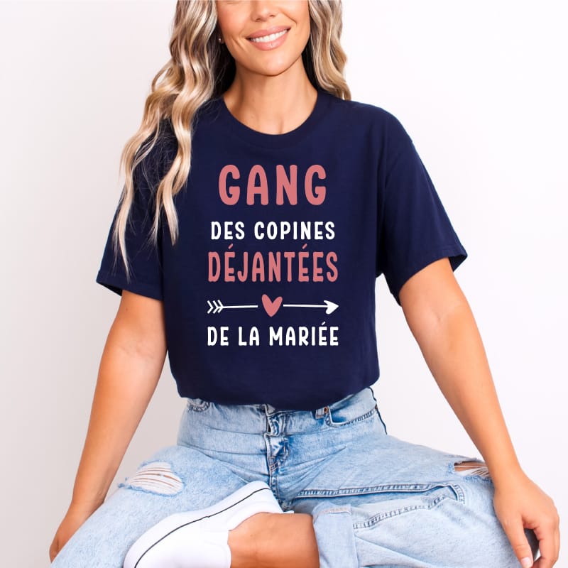 T shirt evjf copines dejantees mariee bleu marine