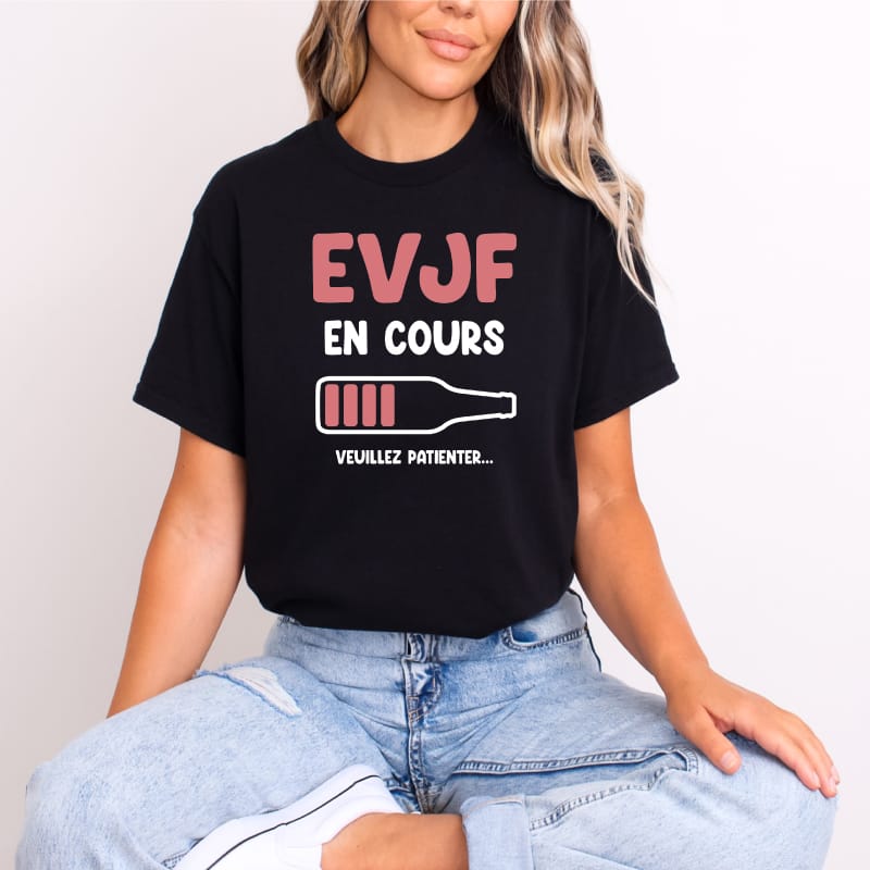 T shirt evjf en cours biere noir