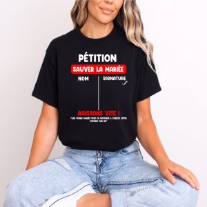 T shirt evjf petition sauver la mariee noir