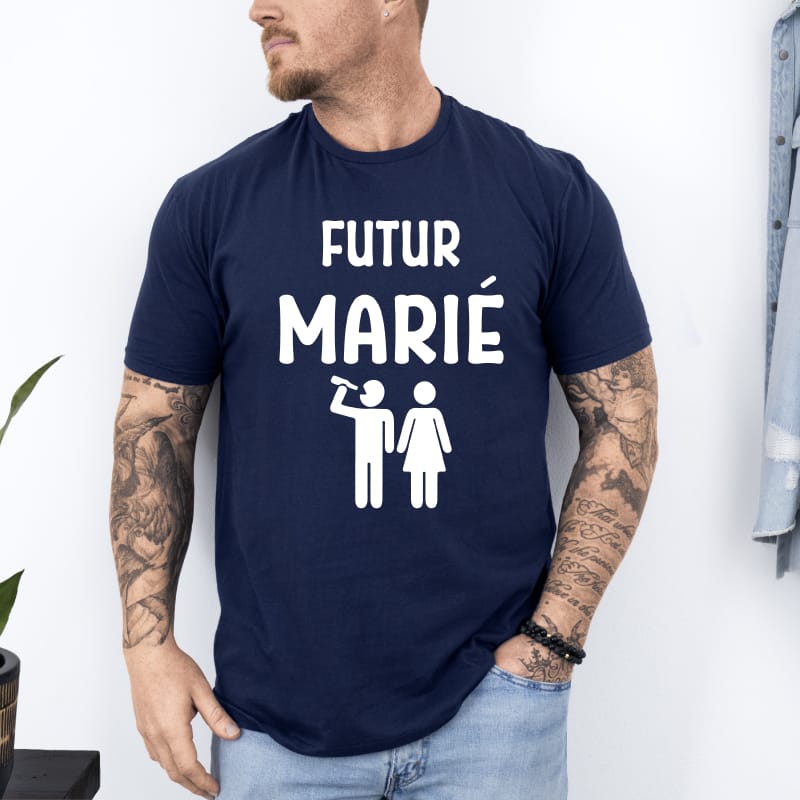 T shirt futur marie apero biere bleu marine