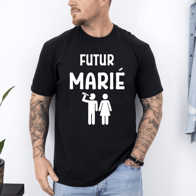 T shirt futur marie apero biere noir