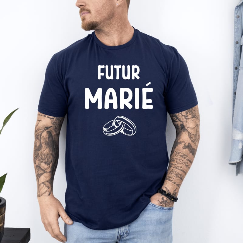 T shirt futur marie bague bleu marine