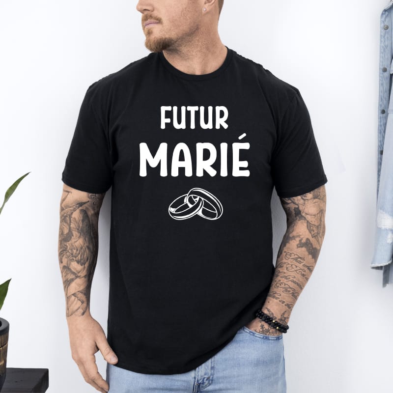 T shirt futur marie bague noir