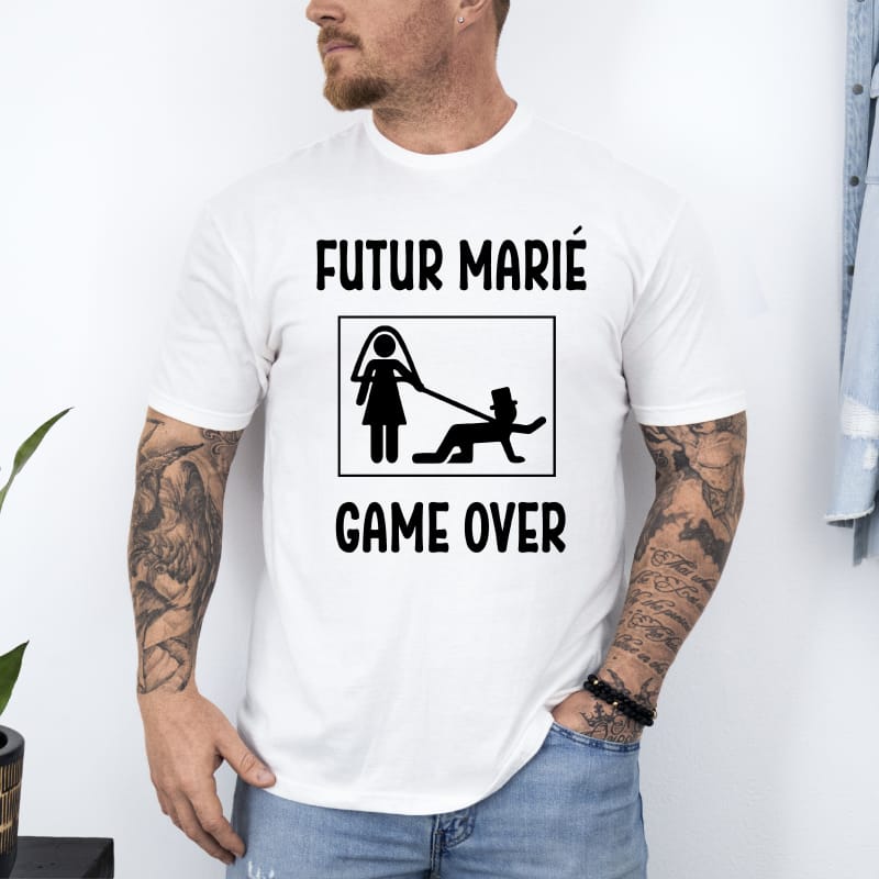 T shirt futur marie game over blanc